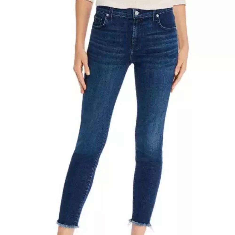 7 For All Mankind B(air) High Waist Ankle Frayed Hem Skinny Jeans